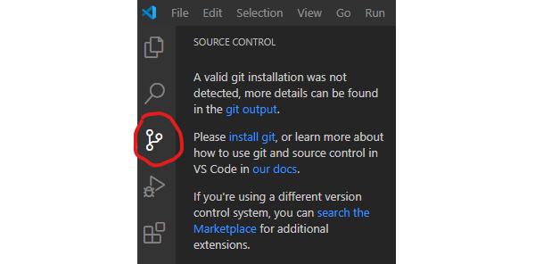 Source Control without valid git installation